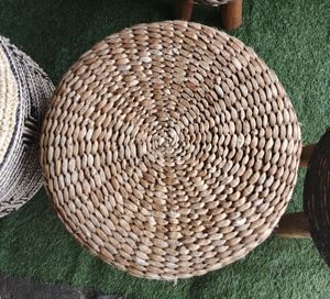Minimalist Teak <b>Stool</b> with Water Hyacinth Cover Wooden <b>Stool</b> for Entry Living Room Gym Hotel or Apartment - Product Image 2