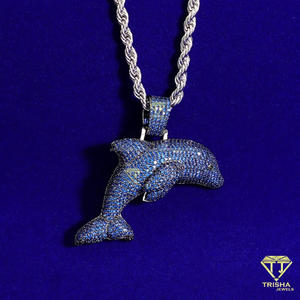 Colgante Hip Hop Personalizado de Animales Marinos para Hombre con Diamantes Moissanite Engastados a Mano y Plata 925 - Product Image 4