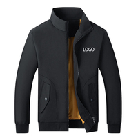 Blouson bomber pour homme à col montant, couleur unie, fermeture boutonnée recouverte, doublure en polyester/fibre de bambou, logo personnalisé, coupe-vent