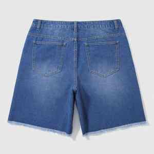 Shorts en jean vintage personnalisés pour homme – Été, décontracté, taille mi-haute, respirant, séchage rapide, 100 % coton, bords bruts, fermeture éclair et décoration strass - Product Image 2