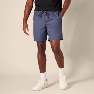 Shorts de sport bleus pour hommes à séchage rapide avec poche arrière zippée, taille élastique, longueur mi-cuisse, couleur unie, tissu tricoté - Product Image 6