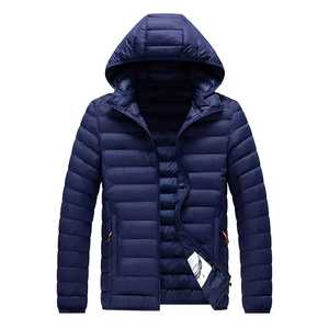 Men's Hooded Puffer <b>Jacket</b> <b>with</b> Stand Collar Zipper Closure Windproof Winter Casual Slim Fit 100% Polyester Shell <b>Fleece</b> <b>Lining</b> - Product Image 5