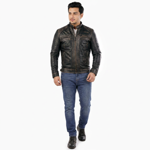 Most Selling Men's Genuine <b>Leather</b> Lambskin <b>Winter</b> Vintage Breathable Coated Soft Stylish <b>Jacket</b> - Product Image 3