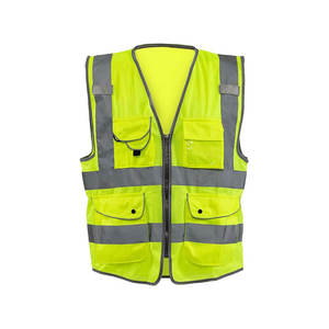 Polyester fabric 120 to 160 GSM breathable reflective safety vest high visibility strips custom logo printing private <b>label</b> bulk - Product Image 2