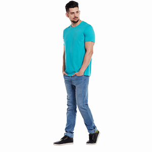 T-shirts personnalisés 100% coton pour hommes, respirants, couleur unie, col rond, manches courtes, tissu tricoté, t-shirts tendance - Product Image 4