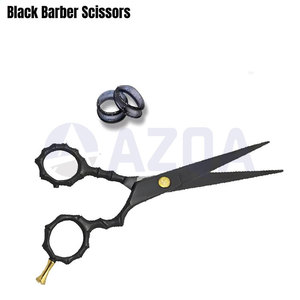 Professional Black Color Coated <b>Barber</b> Hair Cutting and Thinning Scissors <b>Set</b> with <b>Barber</b> Razor for Salon Grooming - Product Image 5
