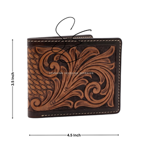 Nueva Cartera de Cuero Genuino para Hombre, Cierre Abierto, Cartera de Cuero Bifold Tallada a Mano, Estilo Vintage Rústico Vaquero, Porta Tarjetas y Efectivo, Personalizable - Product Image 3