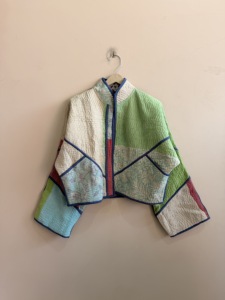 Lot of Assorted Handmade Eco-Friendly 100% Cotton Quilted Kantha Vintage Reversible Boho Short Length Kiara Cut Jacket - Product Image 1
