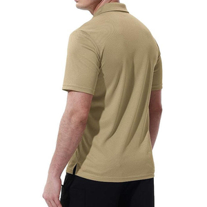 Polo en Oxford à manches courtes pour homme, couleur kaki, avec poche poitrine, tissu tissé uni, décontracté - Product Image 3