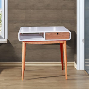 โต๊ะคอมพิวเตอร์แบบปรับเปลี่ยนได้ ทำจากไม้ยางธรรมชาติและ MDF พร้อมดีไซน์ประหยัดพื้นที่ ตกแต่งด้วยสีขาว - Product Image 1