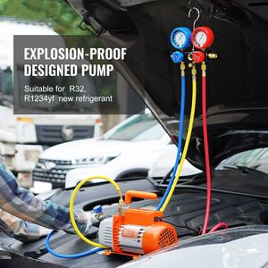 Pompa per vuoto HVAC a palette rotative monostadio da 1/5 HP 3.5 CFM per aria condizionata, kit refrigerante A/C con manometro e set di manometri - Product Image 4