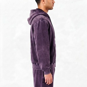 Sweat-shirt à capuche zippé pour homme en molleton, coupe classique, veste décontractée avec poche kangourou, 100 % coton, idéal pour l'hiver - Product Image 3