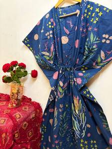 Women Floral Print Cotton <b>Kaftan</b> Dress | Handmade Lounge Wear <b>Beach</b> Cover Up Resort Maxi <b>Kaftan</b> - Product Image 6