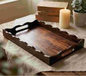 Bandeja Rectangular de Madera Natural con Artesanía Clásica, Ideal para Servir Pan, Fiestas de Té o Entornos de Spa - Product Image 3