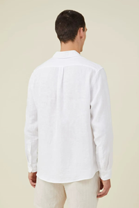 Wholesale Custom Logo High Quality Breathable White 100% Linen Shirt <b>Men</b> Long Sleeve Shirts for <b>Men</b> Casual Linen <b>Dress</b> Shirt - Product Image 4