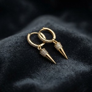 14K Gold Gold Plated Spike Hoop <b>Earrings</b> Zircon Inlay Women Everyday Wear Wedding Luxury <b>Fine</b> Jewelry Gift - Product Image 4
