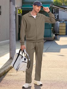 Ensemble de jogging texturé pour homme, veste de sport à manches longues avec fermeture éclair intégrale, pantalon de jogging, fabricant OEM - Product Image 5