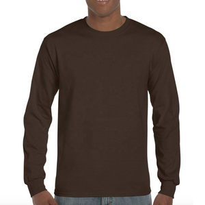 T-shirt à manches longues pour homme, orange, col rond, coupe classique, couleur unie, 100% coton, tricoté, design uni - Product Image 3