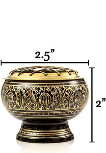 Porta Incienso de Latón Negro Tallado con Resina de Incienso, 10 Piezas de Carbón Vegetal y Agarwood, Bergamota, Fresa, Anís Estrellado - Product Image 4