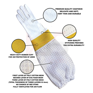Guantes de apicultor, guantes protectores de cuero de cabra con malla para apicultura, equipo de apicultura, trabajo con abejas y miel - Product Image 5