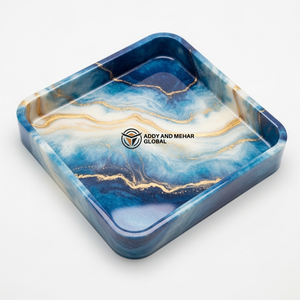 Luxury Square Purple Resin Storage Tray <b>Silver</b> Vein Amethyst Effect Decorative Platter for <b>Coffee</b> <b>Table</b> & Modern Home Decor - Product Image 1