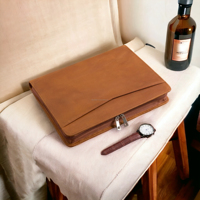 Porte-documents exécutif ALBORZ en cuir véritable A4, personnalisable avec logo, style vintage, portable, matériau premium, taille sur mesure