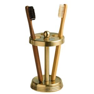 Modern Luxury Brass <b>Toothbrush</b> <b>Holder</b> Stand Elegant Gold Metal Two-Slot Countertop Bathroom Accessory Organizer For Home & Hotel - Product Image 1