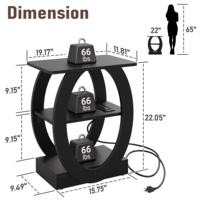 Table d'appoint ronde à 3 niveaux avec station de charge, table de chevet moderne avec étagères de rangement pour salon et chambre