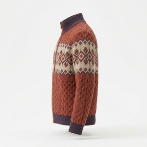 Custom Wool Pullover Winter Thick Warm Zipper Men's Long Sleeve Classic Knitted Christmas Sweater - Product Image 6