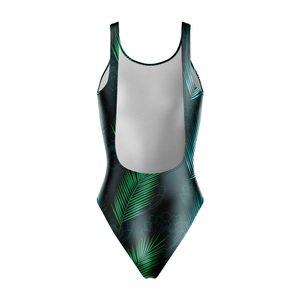 Customized Women's One Piece Swimwear Digital Printed Beach Cocktail Pattern Spandex Polyester Quick Dry Round Neck Bodysuit - Product Image 5