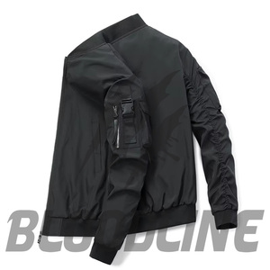 Veste bomber noire pour homme, manches longues, coupe-vent, polyester, toutes saisons - Product Image 5