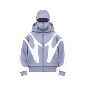 เสื้อฮู้ดดี้ทรงโอเวอร์ไซส์ ผ้าฝ้าย 100% คุณภาพสูง แบบเฟรนช์เทอร์รี่ ล้างสีแบบแอซิดวอช ทรงดรอปโชว์เดอร์ ซิปครึ่งตัว ปิดหน้า  ย้อนยุคสไตล์ Y2K สตรีทแวร์ - Product Image 2