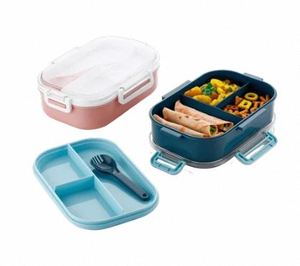 High Quality 2-<b>Container</b> Combo Lunch Box Airtight Leak-Proof <b>Plastic</b> Meal Box Clip Lock Lightweight Large Capacity for Children - Product Image 4