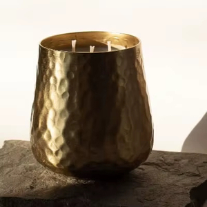 Vases à bougies en laiton faits à la main, récipients à bougies vintage pour la décoration de la maison, production de bougies d'aromathérapie - Product Image 1