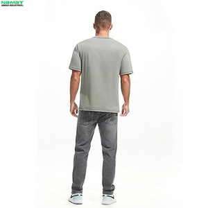 Mens Slim Fit Black T Shirt Drop Shoulder Cotton Tee Casual Summer Wear Minimalist Streetwear Knitted - Product Image 3