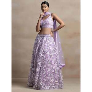 Bridesmaid Lehenga Choli Set with Lavender <b>Sequins</b> Net Dupatta - Product Image 5