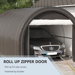Tenda da parcheggio/porto auto portatile resistente 16FT X 10FT con porta a cerniera grande, copertura in PE anti-UV per auto e camion, in HDPE per deposito/temporanea conservazione - Product Image 6