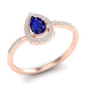 REYES Luxury 925 Sterling Silver Pear Cut 0.5 Carat <b>Blue</b> Sapphire Gemstone Halo <b>Ring</b> For Women GRA Certified Moissanite Jewelry - Product Image 6