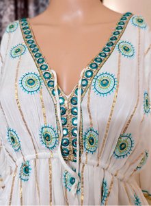 ชุดเดรสผ้าไหมสไตล์โบฮีเมียนสำหรับใส่ไปชายหาด - ชุดเดรสผ้าไหมอินเดียแบบส่าหรีสำหรับใส่ไปชายหาดในฤดูร้อน - ชุดเดรสยาวแม็กซี่แฟชั่นสำหรับผู้หญิง ผ้าไหมผสมผ้าฝ้าย - Product Image 2