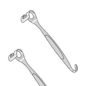 Rétracteur manuel Canny Ryall Navy, double extrémité, acier inoxydable, lame à crochet unique, lame fenêtrée de 5 mm de large, lame de 25 mm de large, 220 mm - Product Image 1