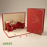 ANN HANDICRAFT LV025 Cartes de vœux personnalisées avec logo 3D écologiques pour la Saint-Valentin, l'anniversaire de l'amour - Papier imprimé numériquement