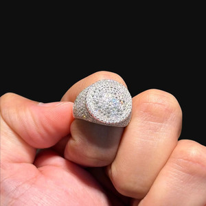 Moissanite Diamond Mens <b>Ring</b> Iced Out Upside Down <b>Set</b> 925 Sterling <b>Silver</b> Bustdown Signet <b>Ring</b> Hip Hop Bling Jewelry for Gifts - Product Image 4