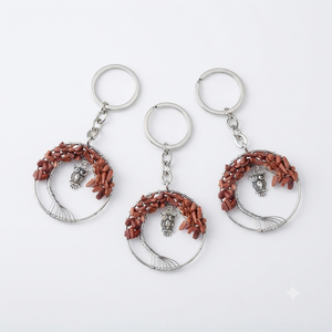Llavero de cristal de alta calidad, árbol de la vida de piedra de oro roja, llavero de piedra natural de búho, regalos para mujeres - Product Image 5