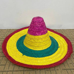 หมวกฟางทรงโซมเบรโรแบบดั้งเดิมของเม็กซิโก ลายทางประดับพู่ ขนาดเส้นรอบศีรษะ 60-62 ซม. สีฟางสดใส สำหรับงานปาร์ตี้ ชายหาด และเล่นสกี - Product Image 1