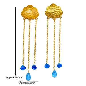 Bohemian 24K Gold Plated <b>Drop</b> <b>Earrings</b> With Blue Natural Stone Water <b>Drop</b> Dangle For Women Party Jewelry - Product Image 2