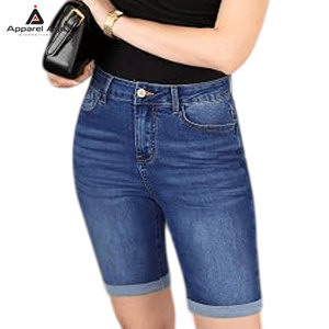 Shorts Bermuda de Mezclilla para Mujer, Color Sólido, con Bolsillos Laterales, Transpirables y Ligeros - Product Image 3