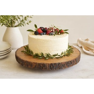 Support à gâteau en bois fait main, rond, finition naturelle, élégant, pour la présentation et la décoration - Product Image 2