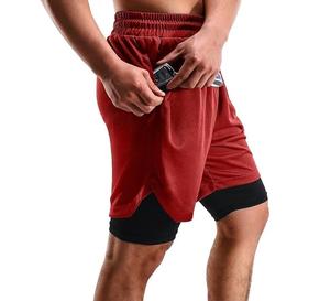 Pantalones Cortos Deportivos de Malla Transpirable de Dos Capas de Poliéster con Cintura Elástica para Correr, Gimnasio y Entrenamiento, Venta al Por Mayor - Product Image 6