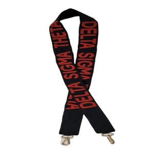 Correa de Bolso Deportiva Rectangular Personalizada Hecha a Mano con Cuentas de Vidrio sobre Base de Algodón Transparente Delta-Sigma-Theta, ZONA DE ARTE CREATIVO - Product Image 2