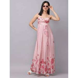 Vestido Largo sin Mangas con Tirantes Finos y Estampado Floral Rosa para Mujer, Estilo Casual, Elegante, Holgado, Natural y Ecológico, de Algodón - Product Image 1